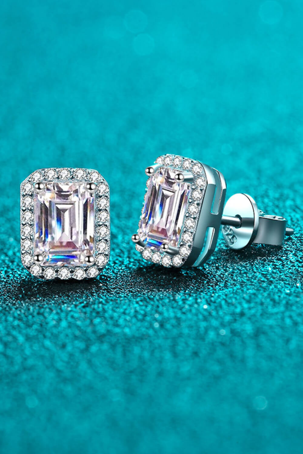 Adored 1 Carat Moissanite Rhodium-Plated Square Stud Earrings - Lilixa.store