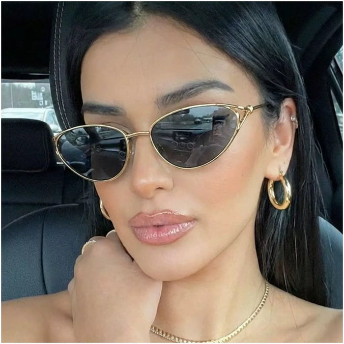 Gold-Rimmed Cat-Eye Sunglasses - Lilixa.store
