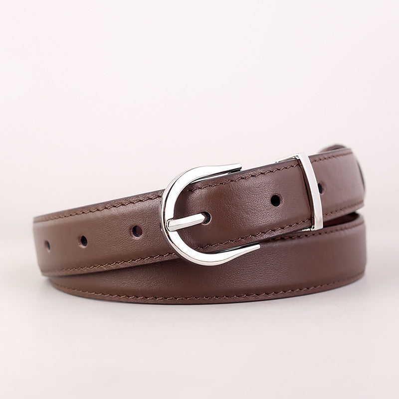 Silver Buckle Leather Belt - Lilixa.store