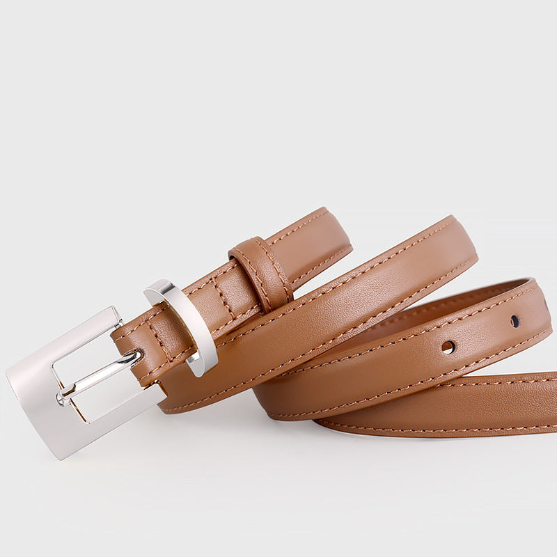 Leather Belt with Silver Buckle - Lilixa.store