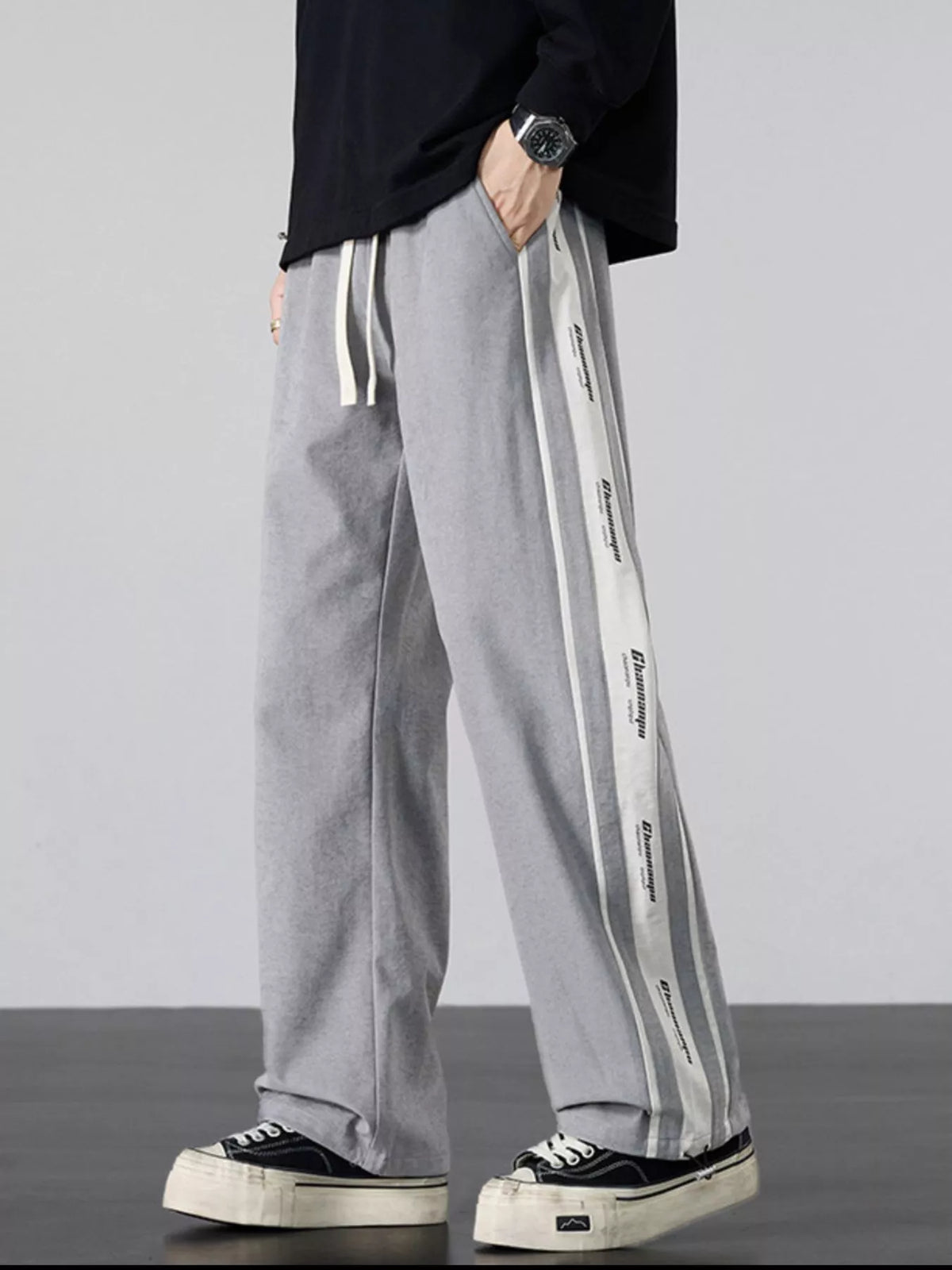 Men's Plus Size Striped Side Loose Fit Casual Pants, view 5
