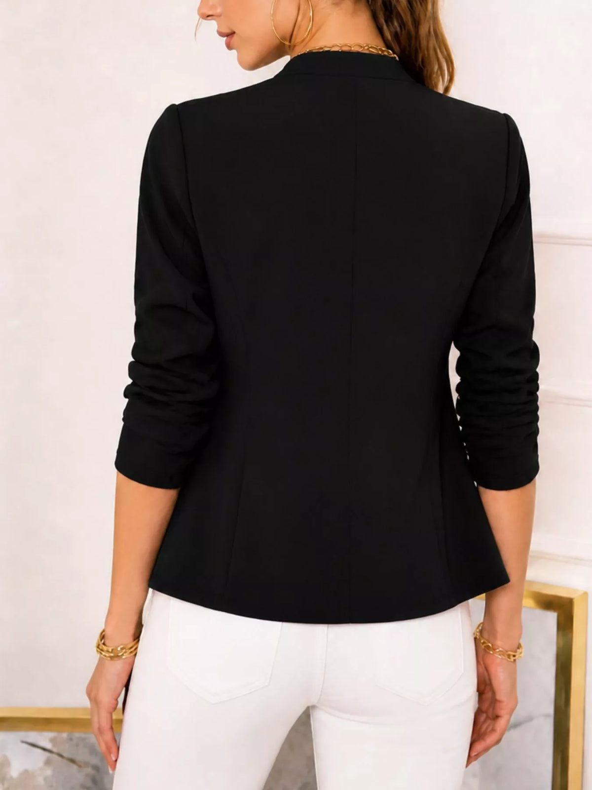 Open-Front Long Sleeve Blazer - Lilixa.store
