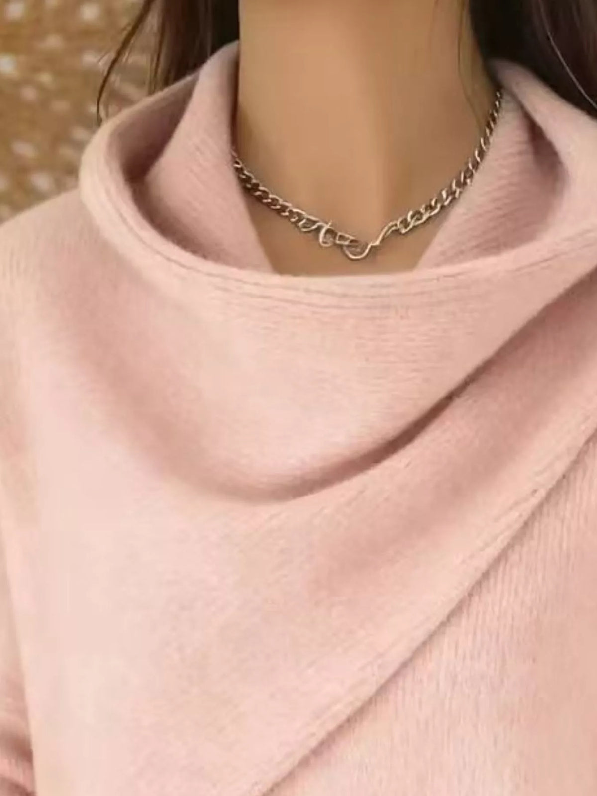 Full Size Solid Color Cowl Neck Sweater Plus Size