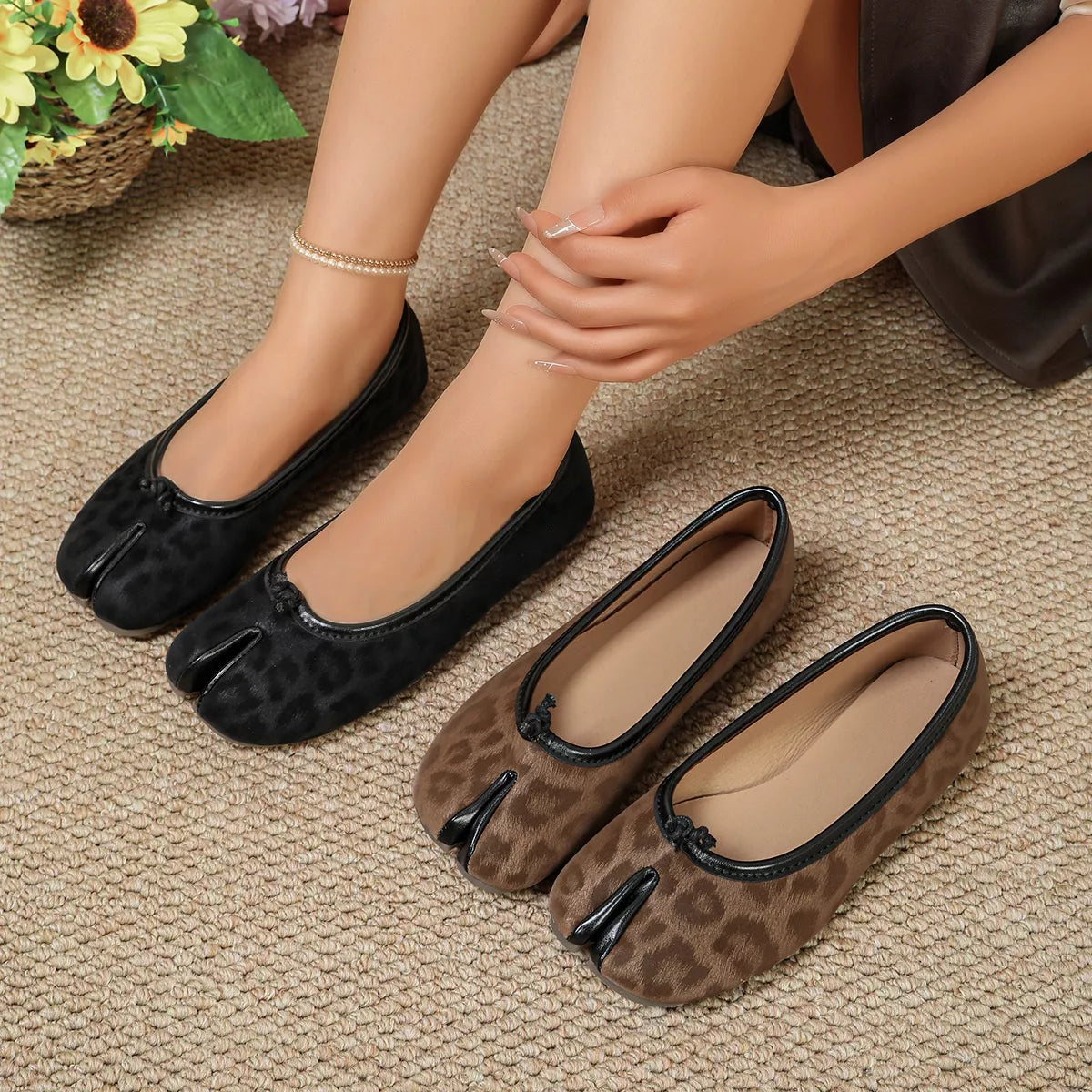 Split-Toe Leopard Slip-Ons - Lilixa.store