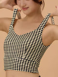 Crisscross Back Houndstooth Active Bra - Lilixa.store