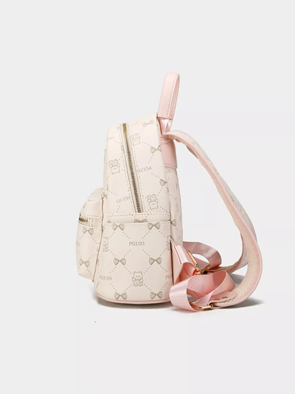 Bear Print PU Leather Backpack Bag, view 4