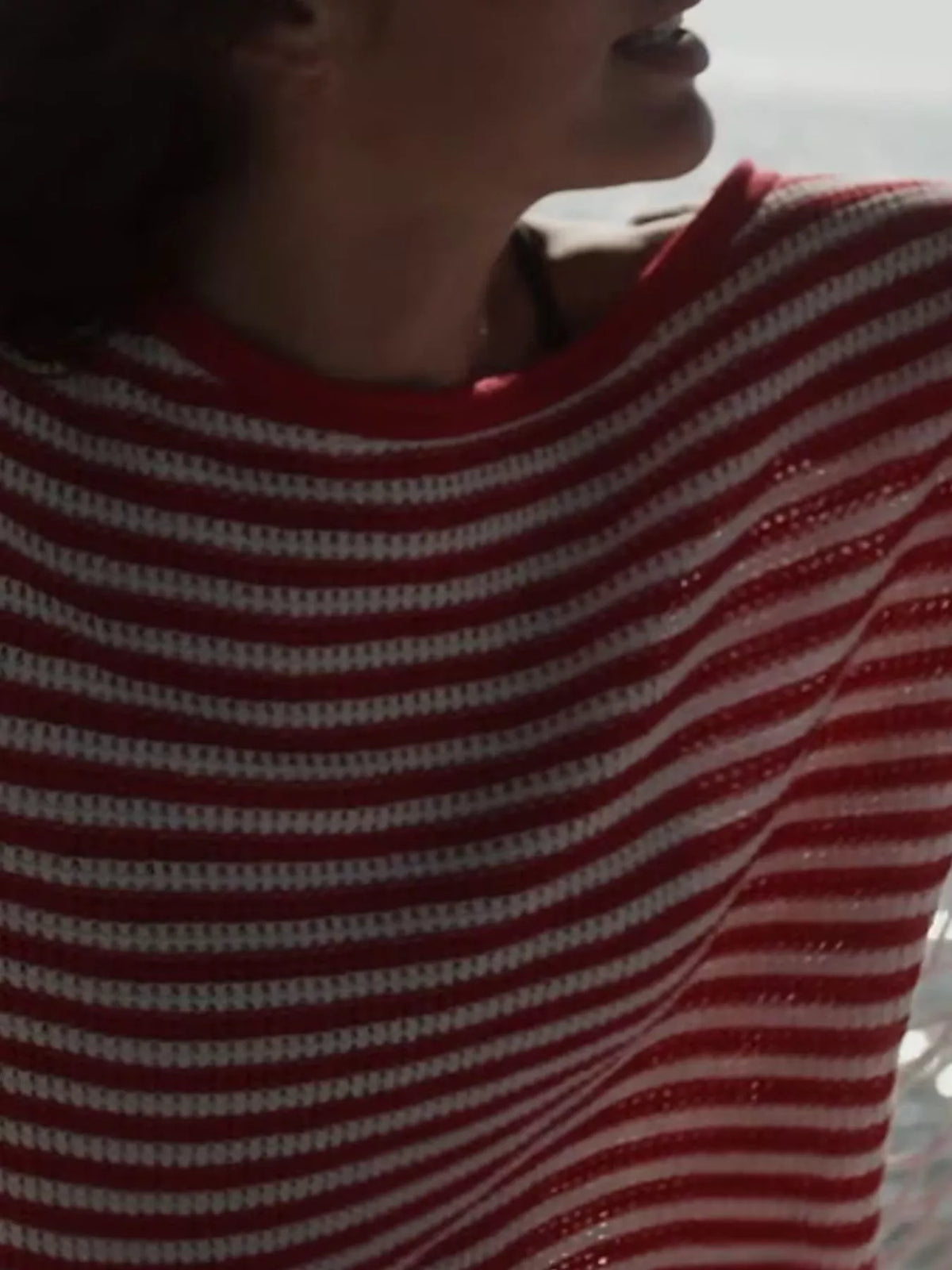 Striped Boat Neck Knit Sweater