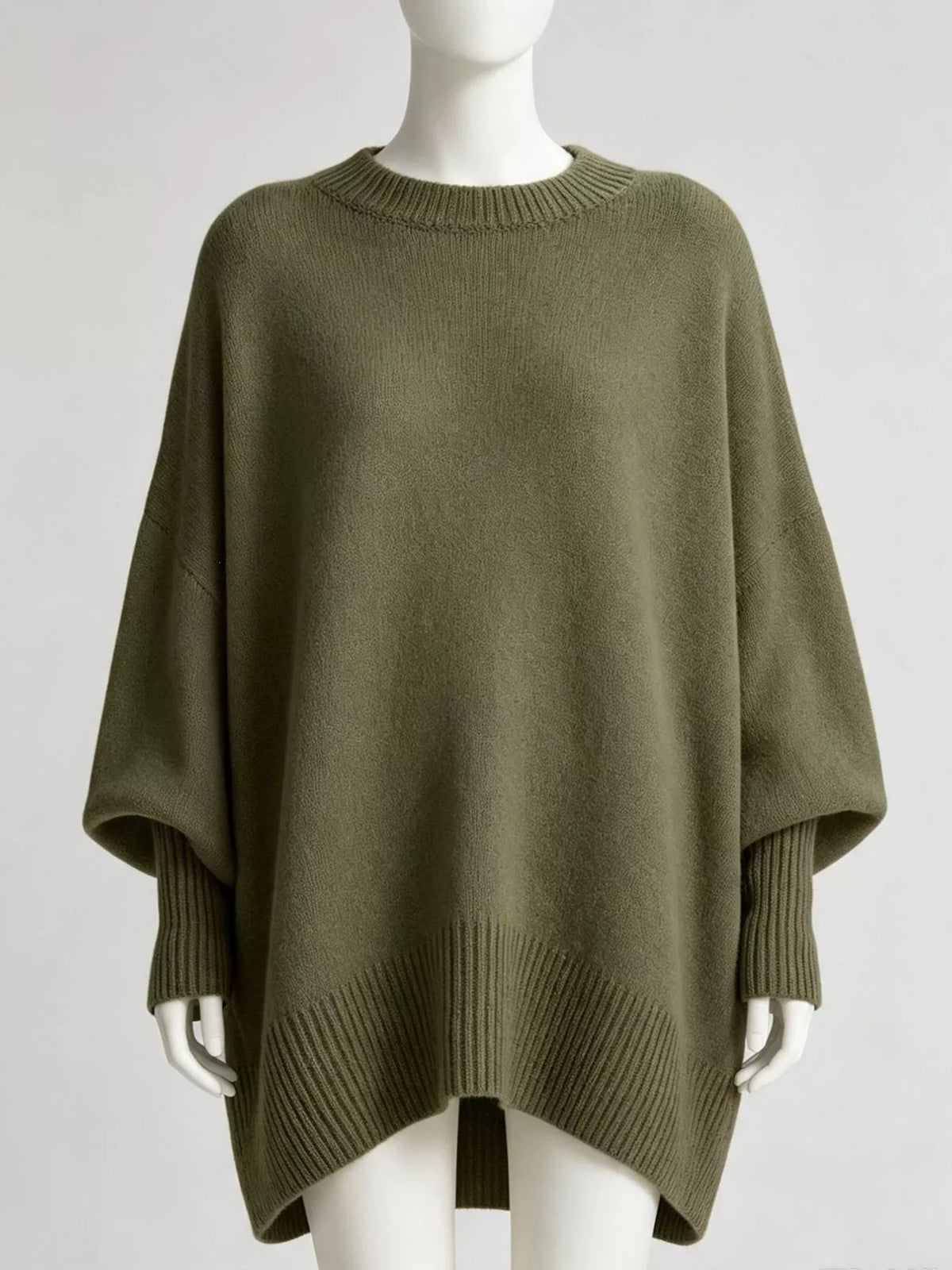 Oversized Batwing Sleeve Sweater in Dark Green