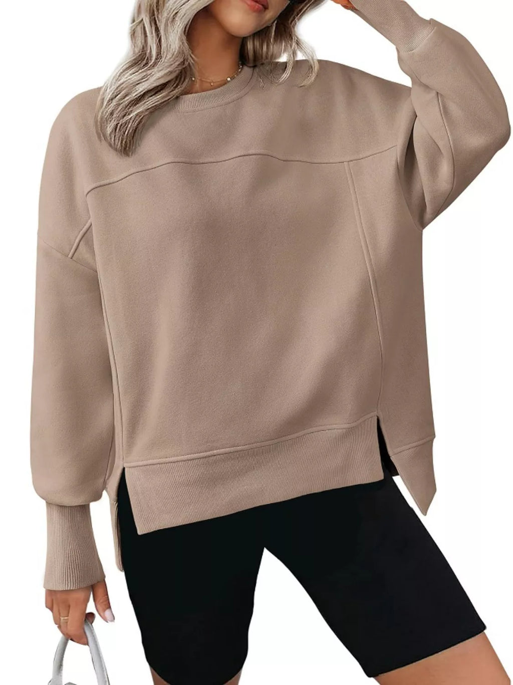 Casual Loose Side Slit Sweatshirt - Lilixa.store