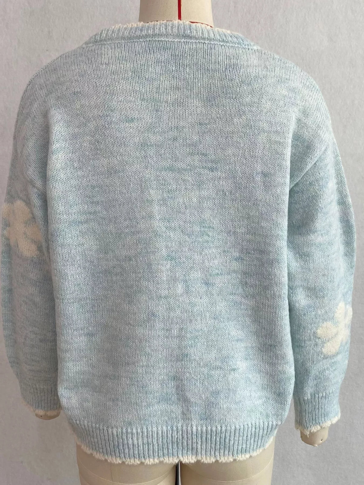 Floral Applique Button-Down Knit Cardigan, view 13