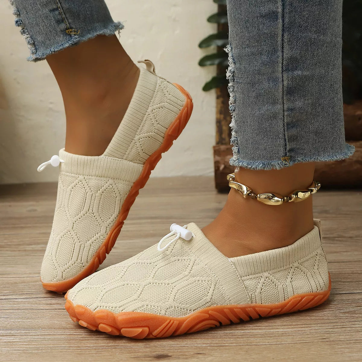 Round Toe Drawstring Slip-Ons - Lilixa.store