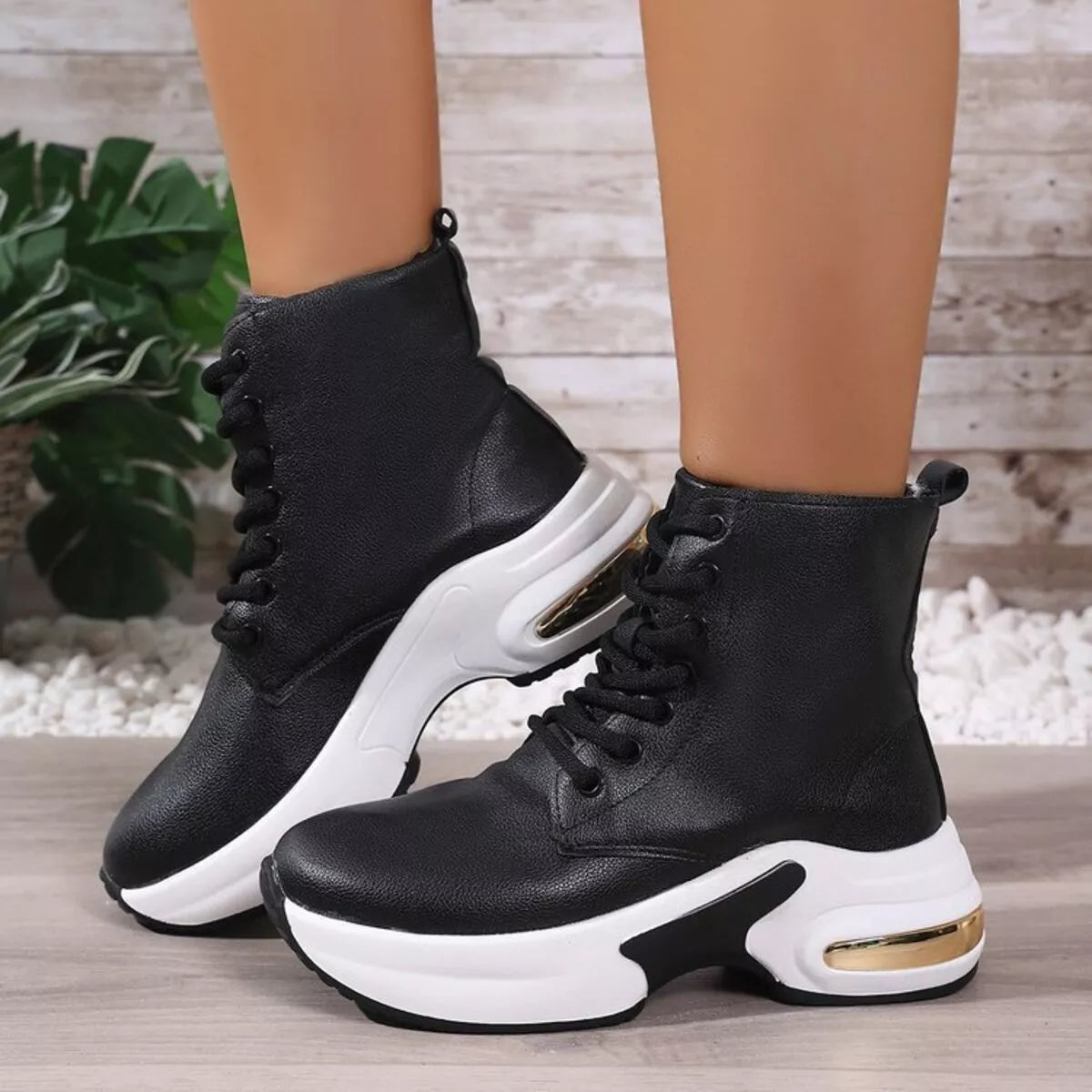 Lace Up Platform Ankle Boots, view 2