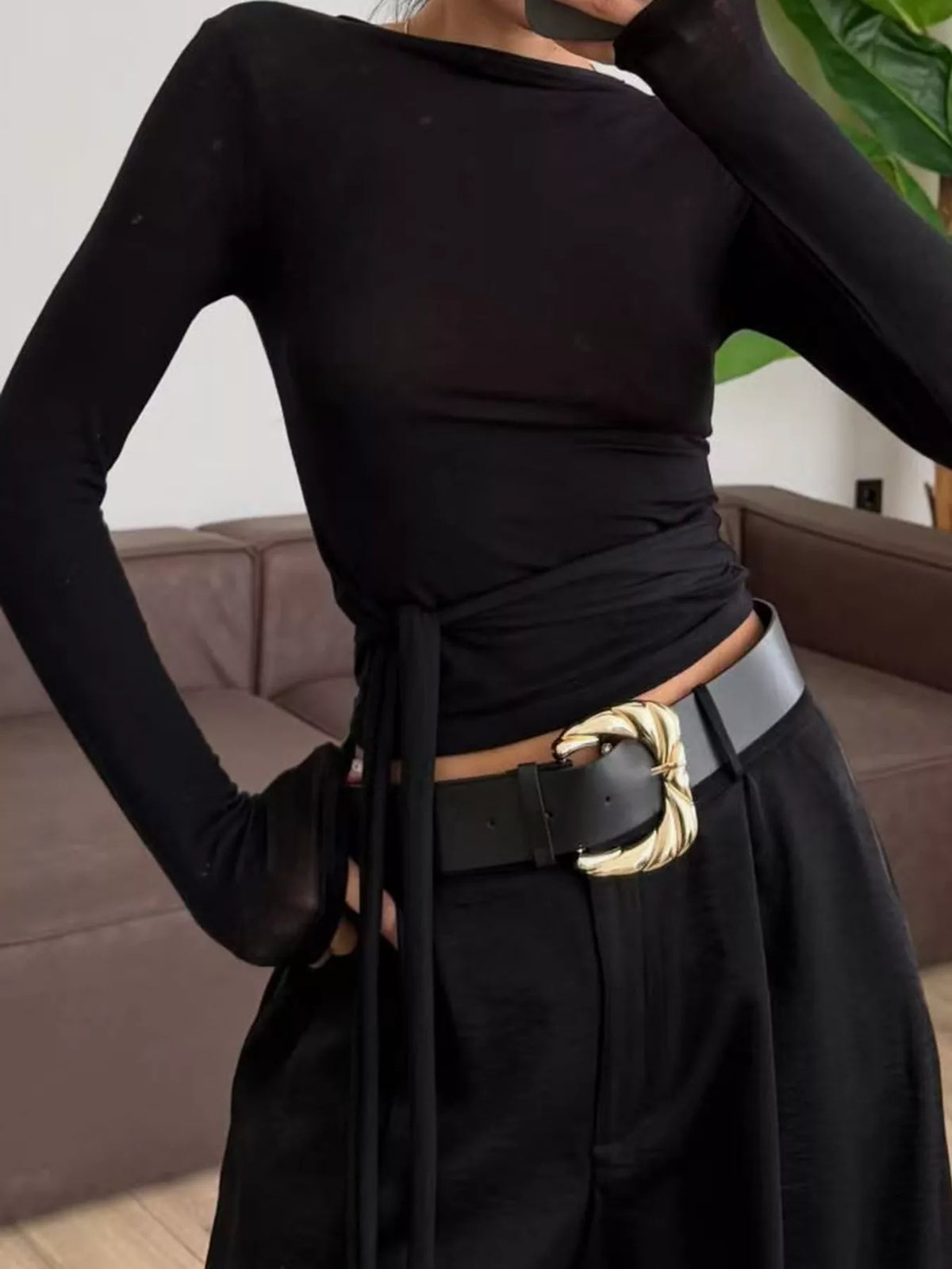 Mock Neck Long Sleeve T-Shirt