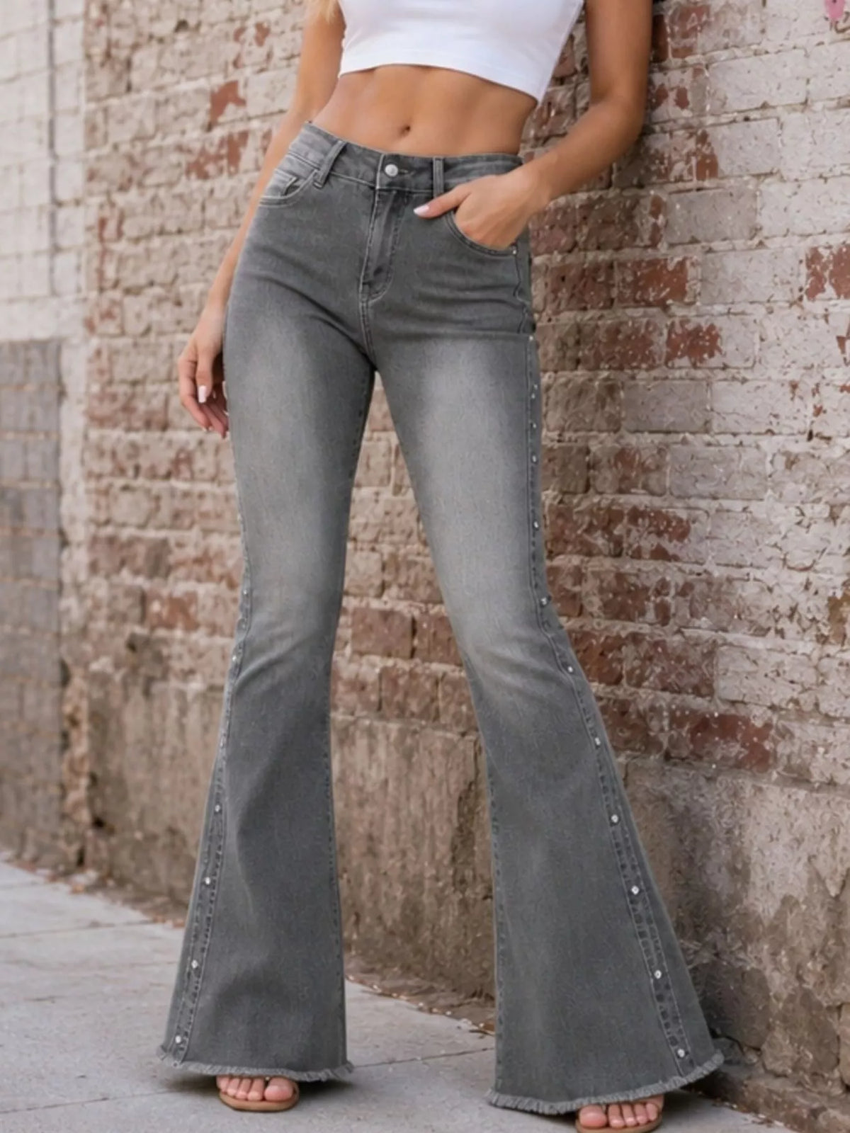 Plus Size High-Waisted Flare Jeans - Lilixa.store