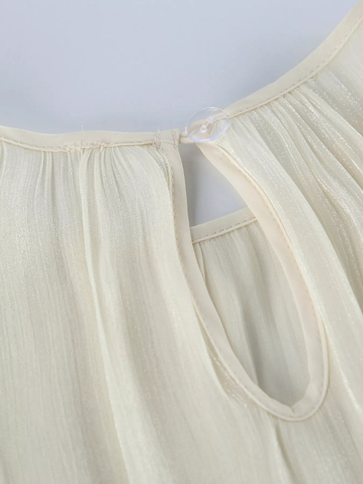 Metallic Sheen Blouse with Tie Detail in Beige, view 9