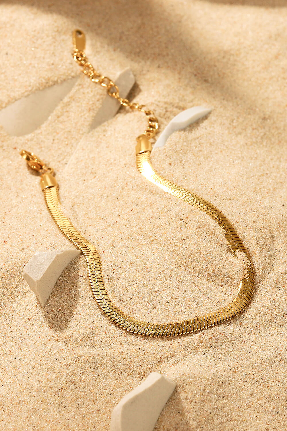 Herringbone Chain Stainless Steel Bracelet in Gold, view 3