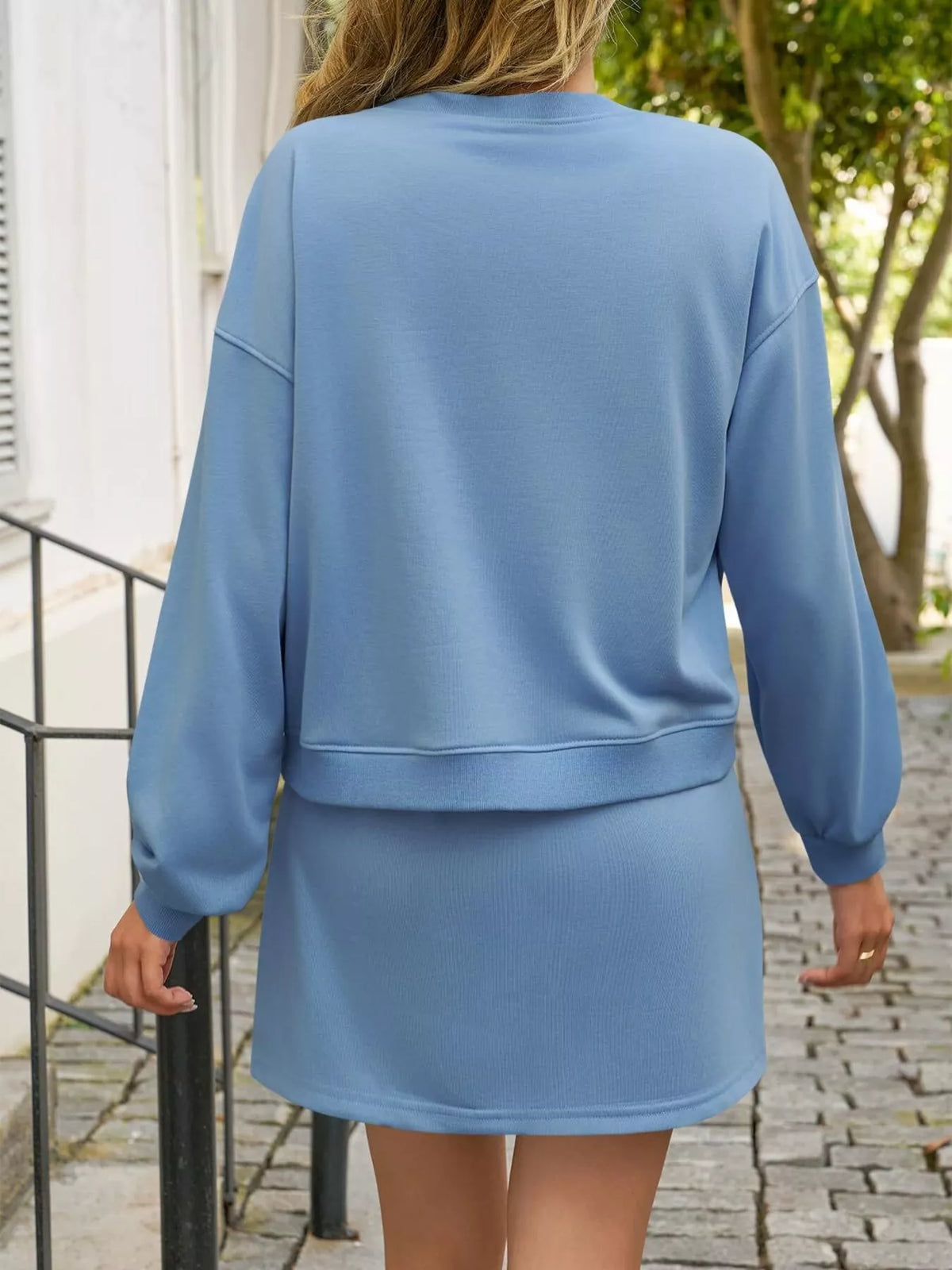 Long Sleeve Sweatshirt and Split Skort Set, view 2
