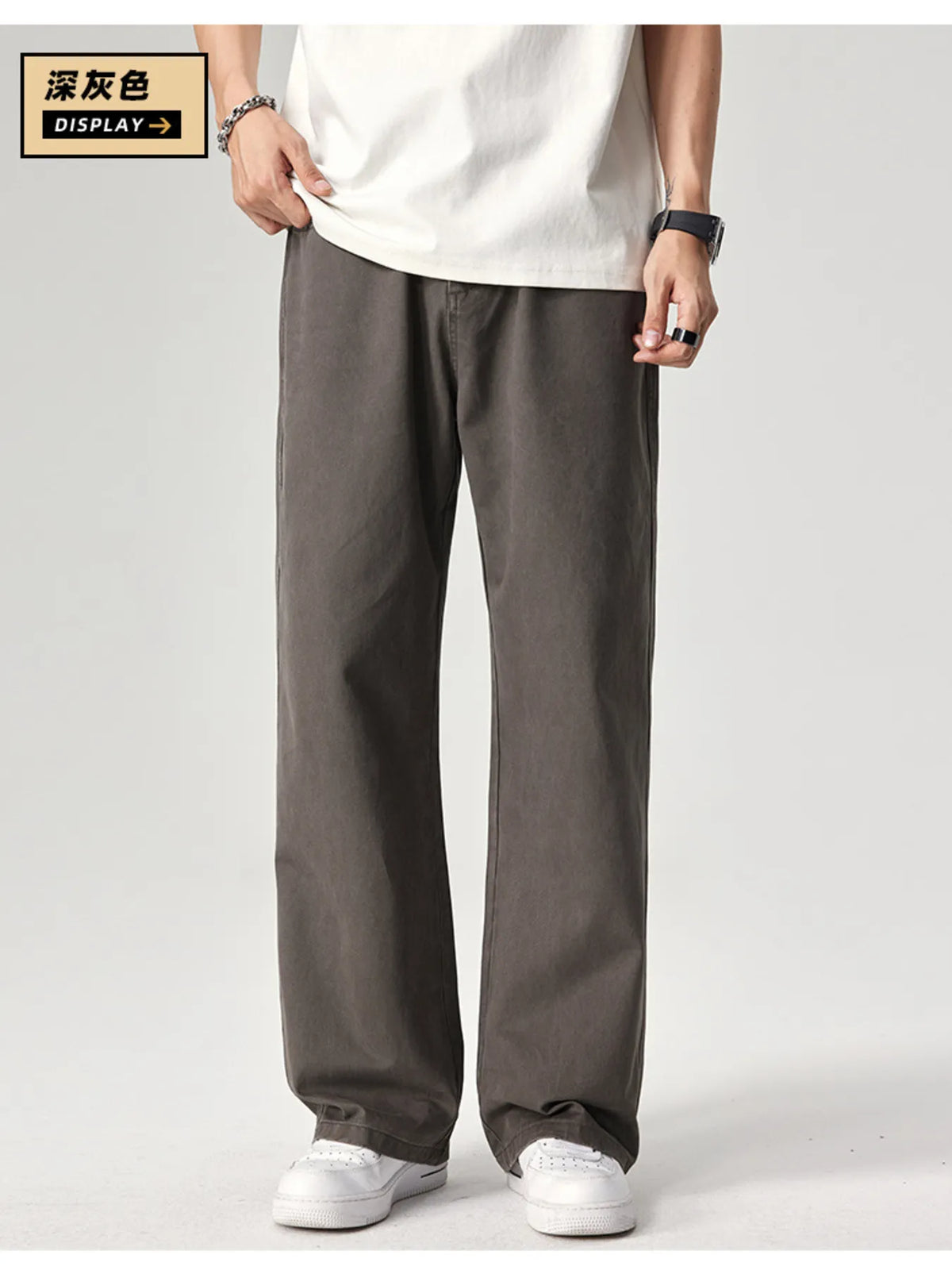 Men's Plus Size Wide Leg Pants in Dark Gray
