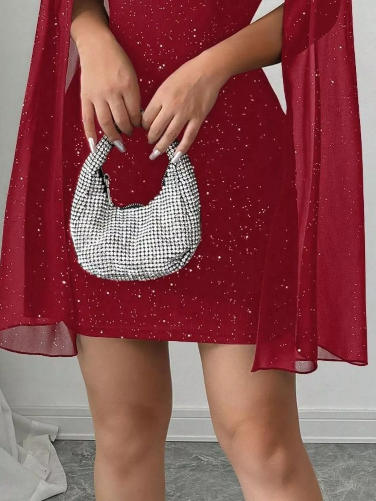Cutout Bodycon Mini Dress with Cape Sleeves - Lilixa.store