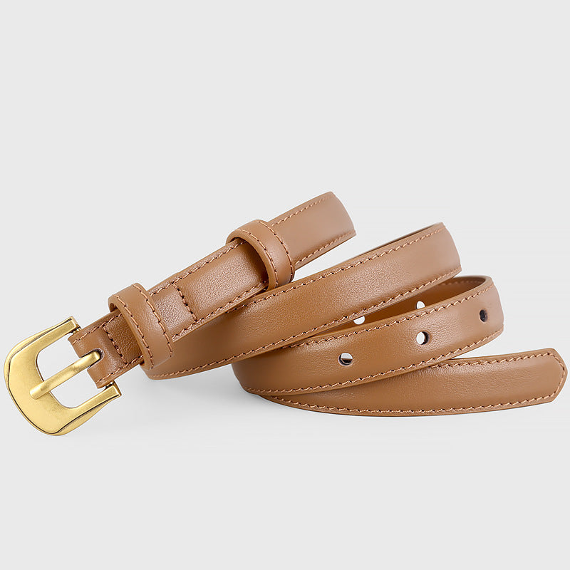 Leather Belt with Golden Buckle - Lilixa.store