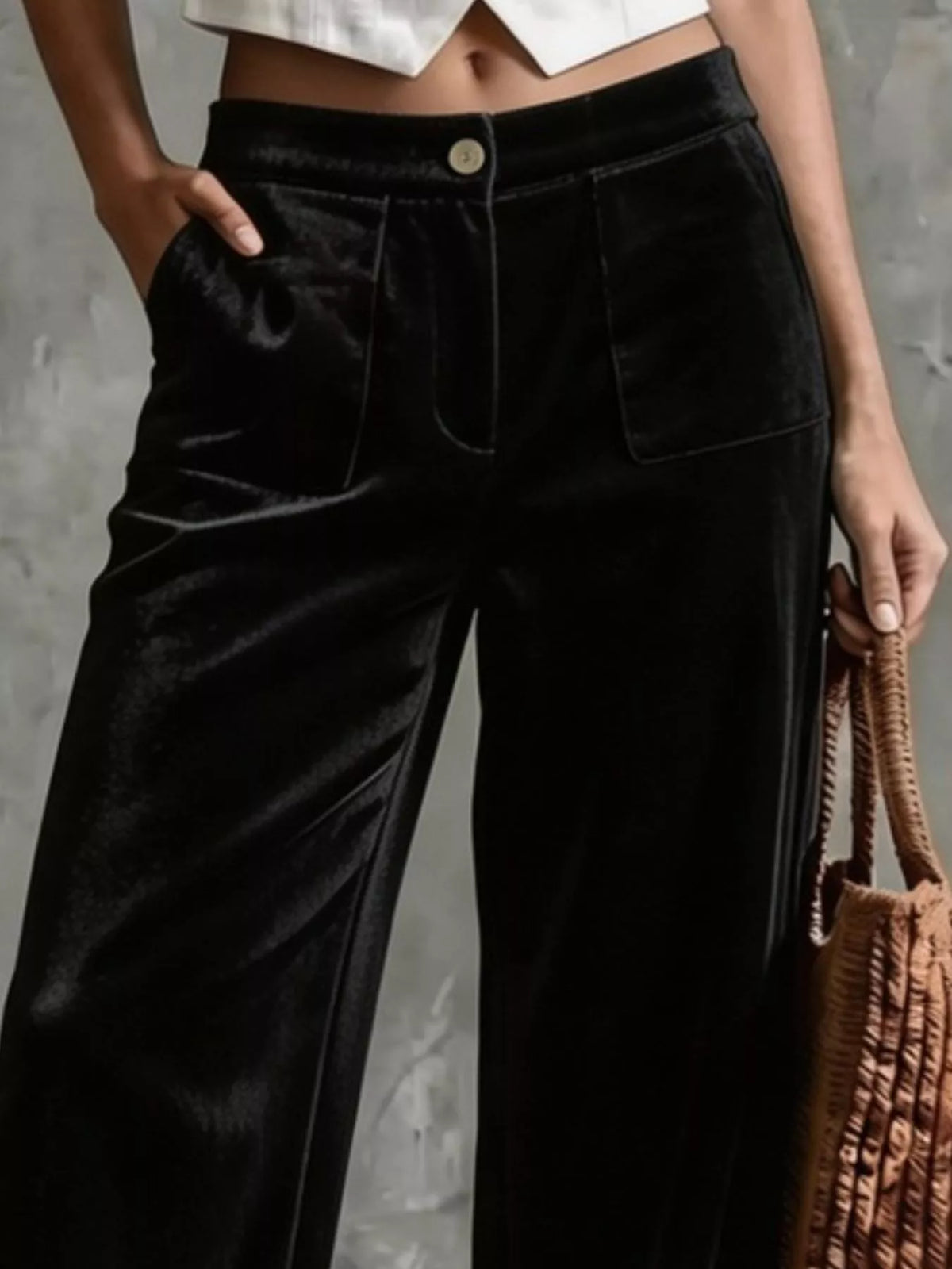 Full Size Velvet Wide-Leg Pants Plus Size