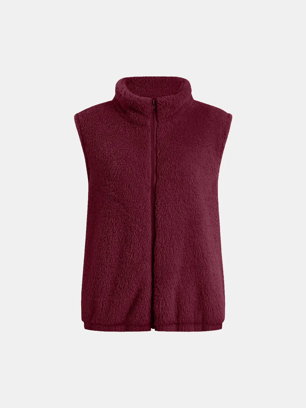 Full Size Fuzzy Zip Up Vest Coat with Pockets, view 7
