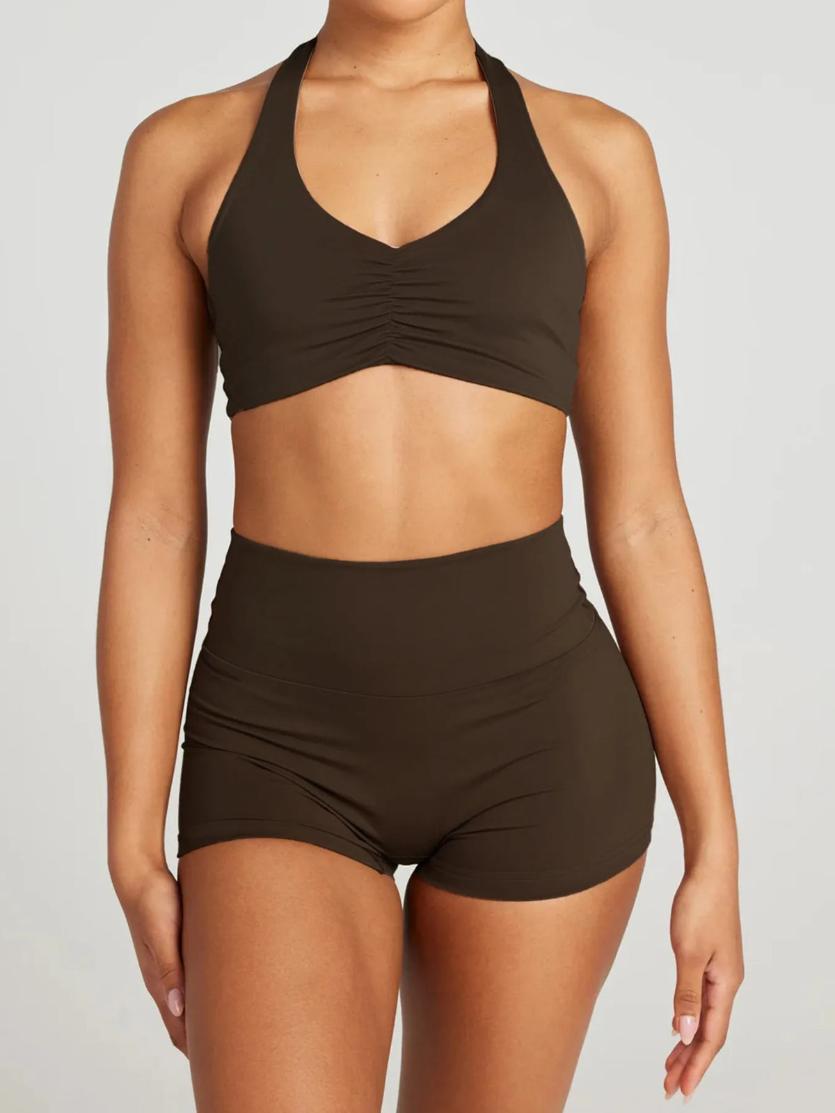 Halter Neck Cami and Shorts Active Set - Lilixa.store