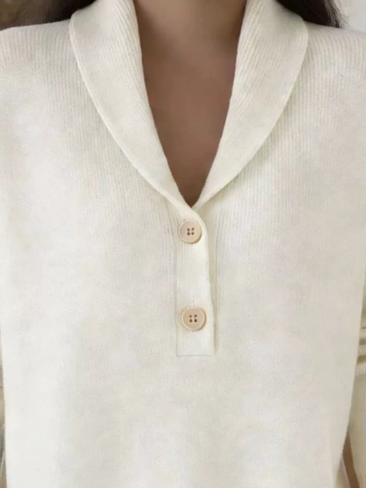 Shawl Collar Button Detail Sweater, view 3