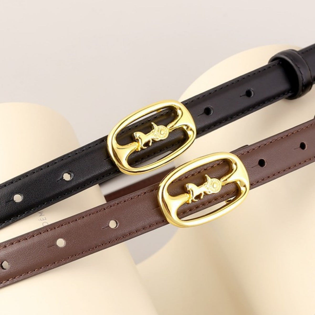 Leather Belt with Horse Carriage Buckle - Lilixa.store