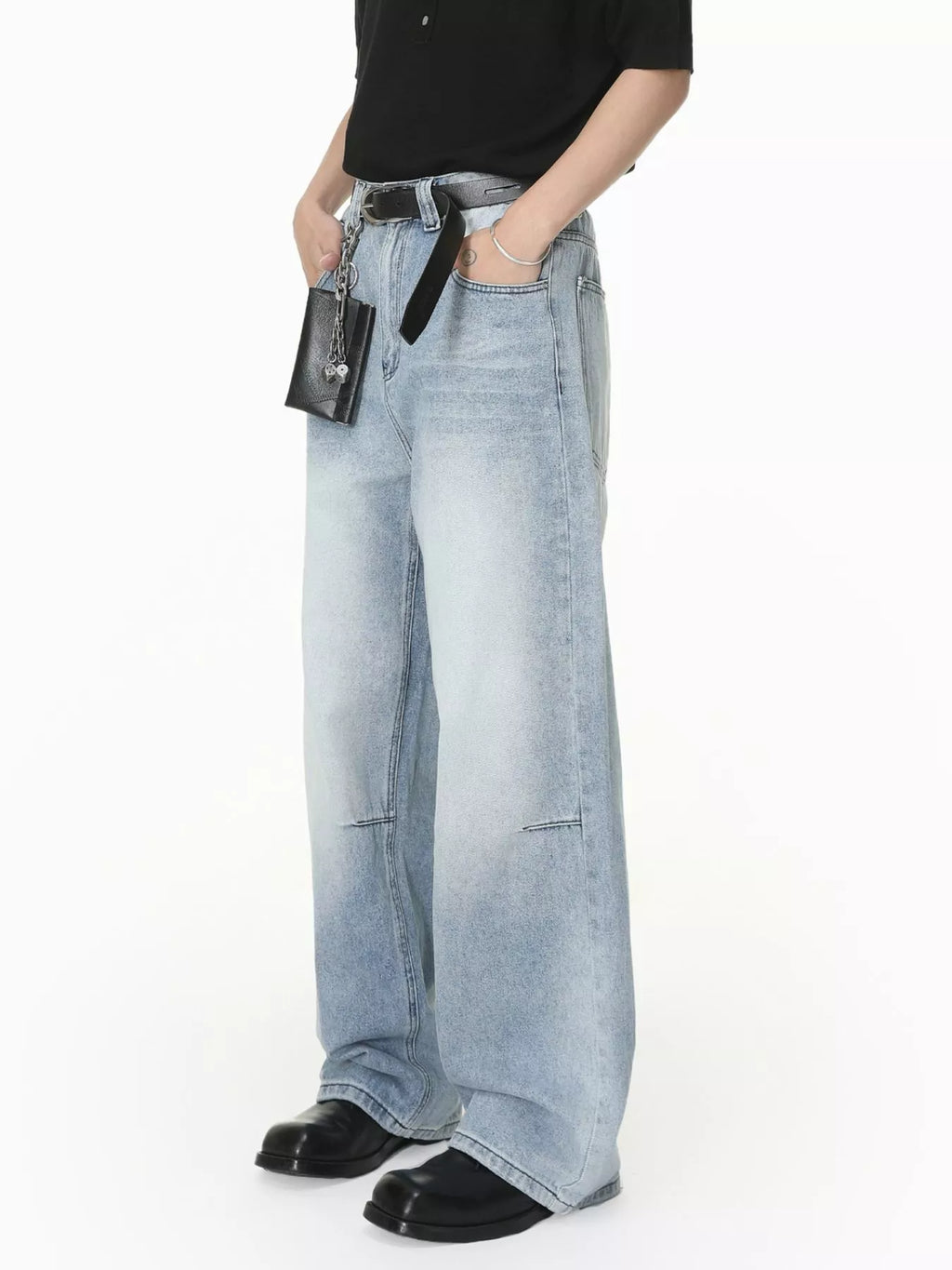 Men's Washed Wide-Leg Jeans - Lilixa.store