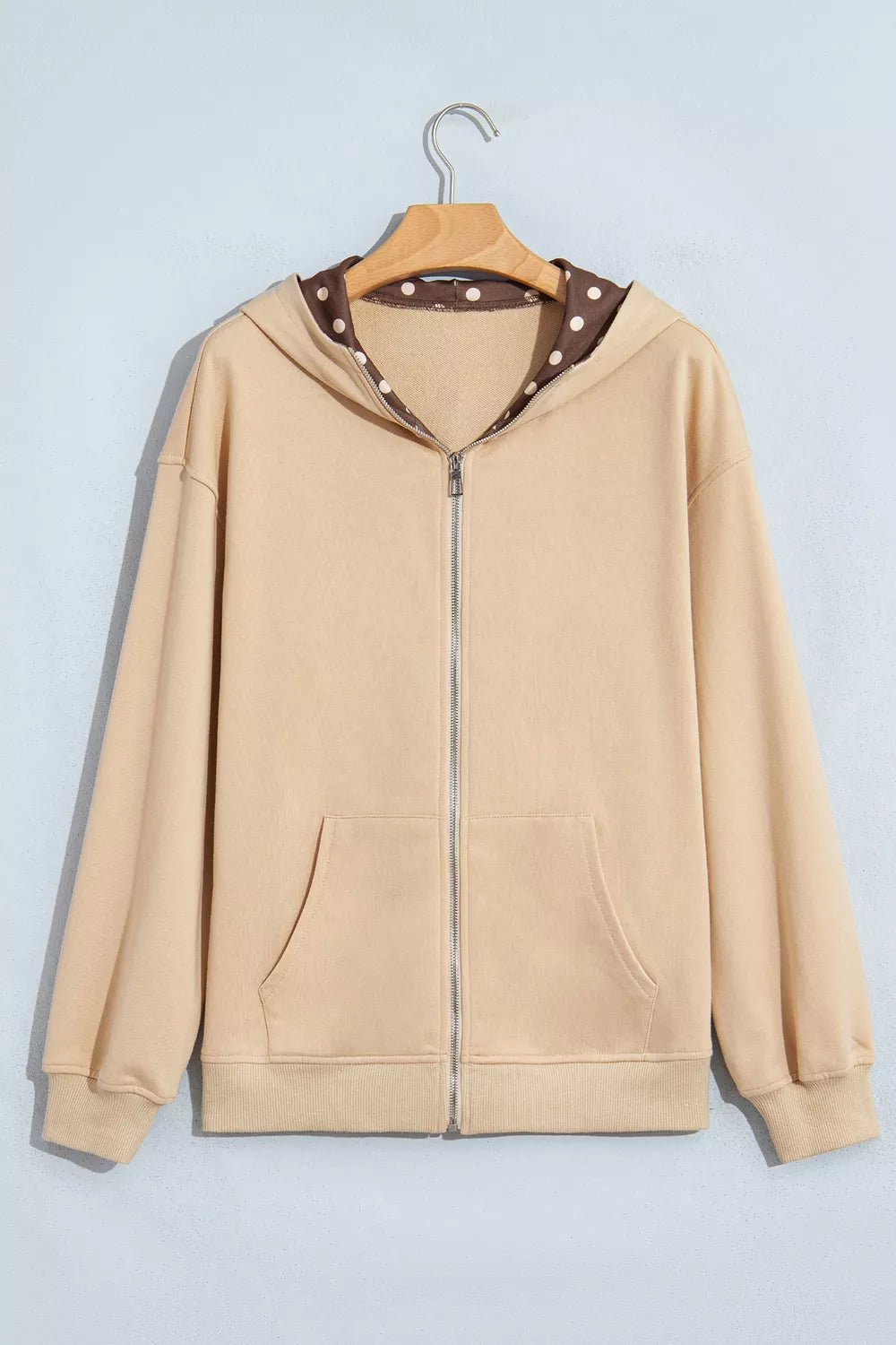 Polka Dot Zip-Up Hoodie