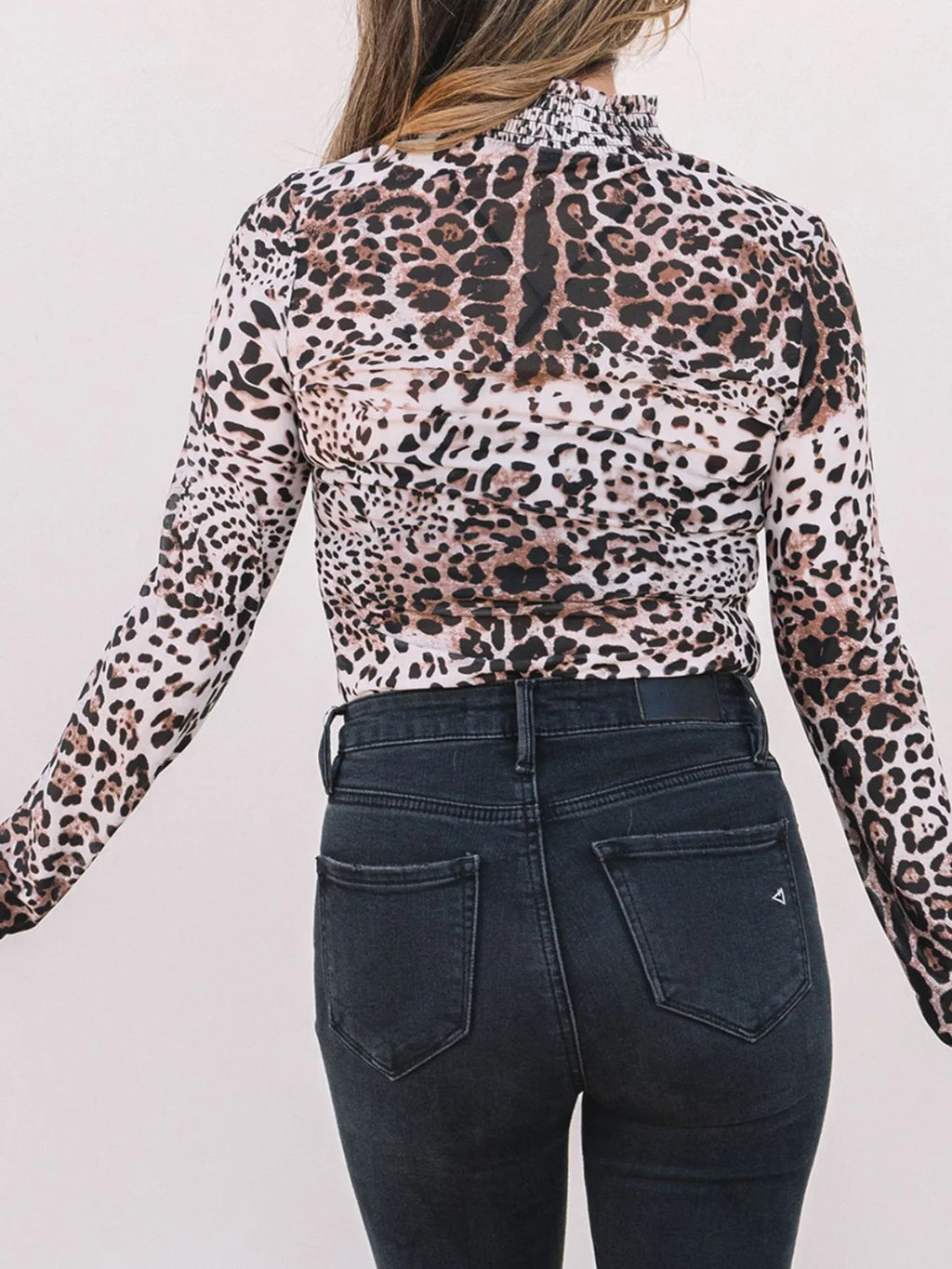 Leopard Print Long Sleeve Mock Neck Bodysuit - Lilixa.store