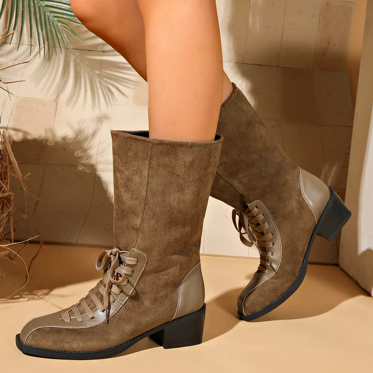 Mid-Calf Block Heel Boots - Lilixa.store