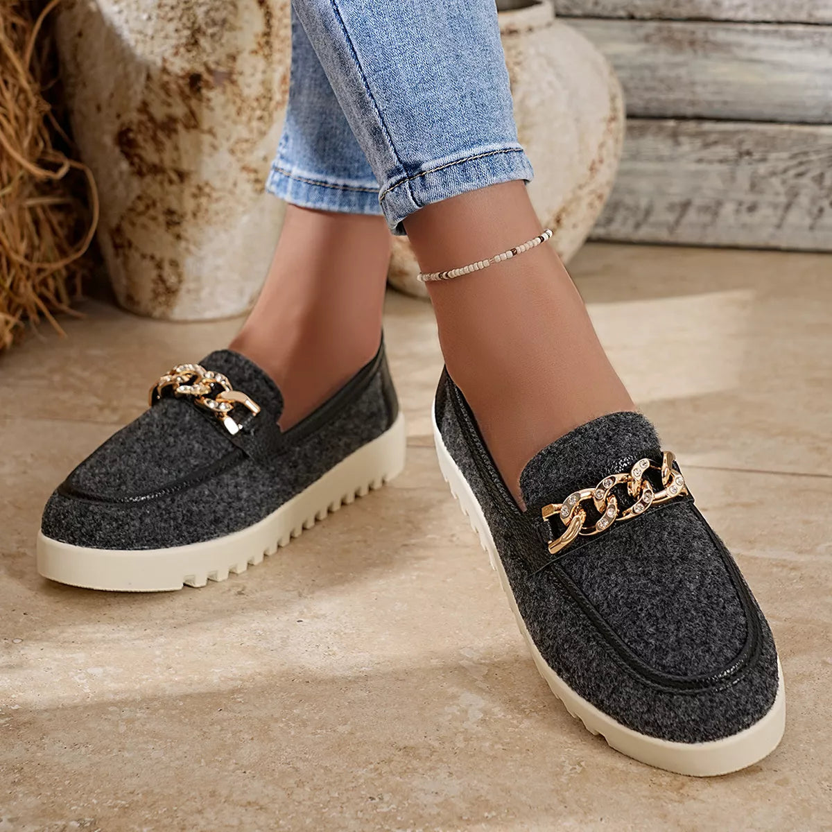 Round Toe Platform Slip-Ons - Lilixa.store