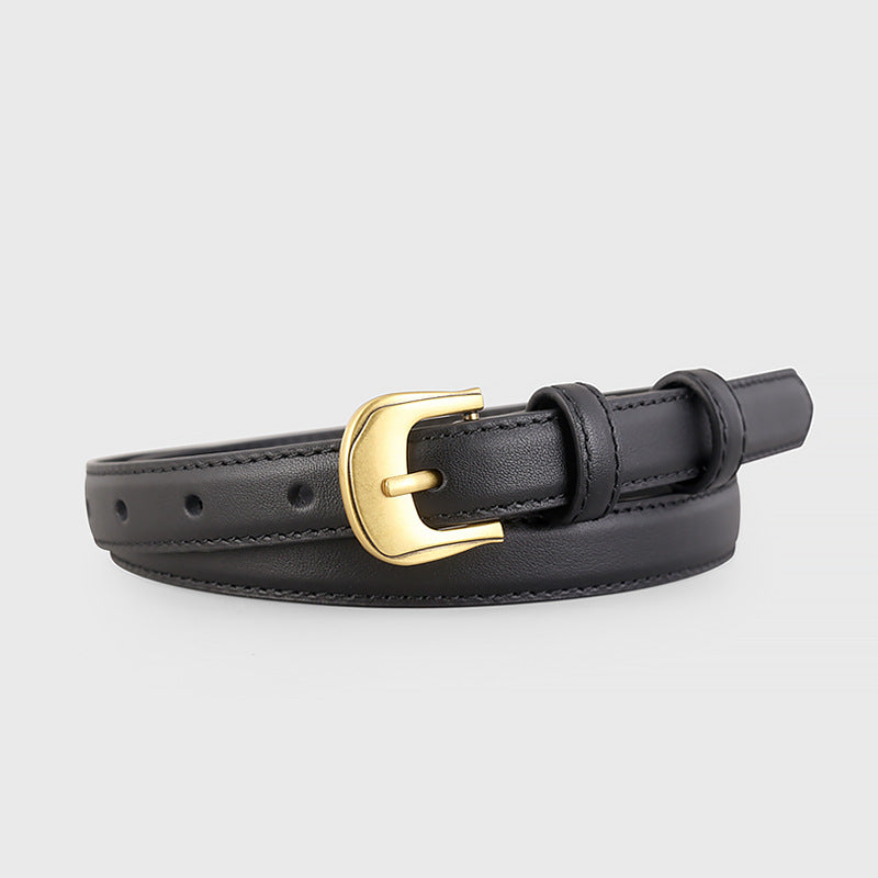 Leather Belt with Golden Buckle - Lilixa.store