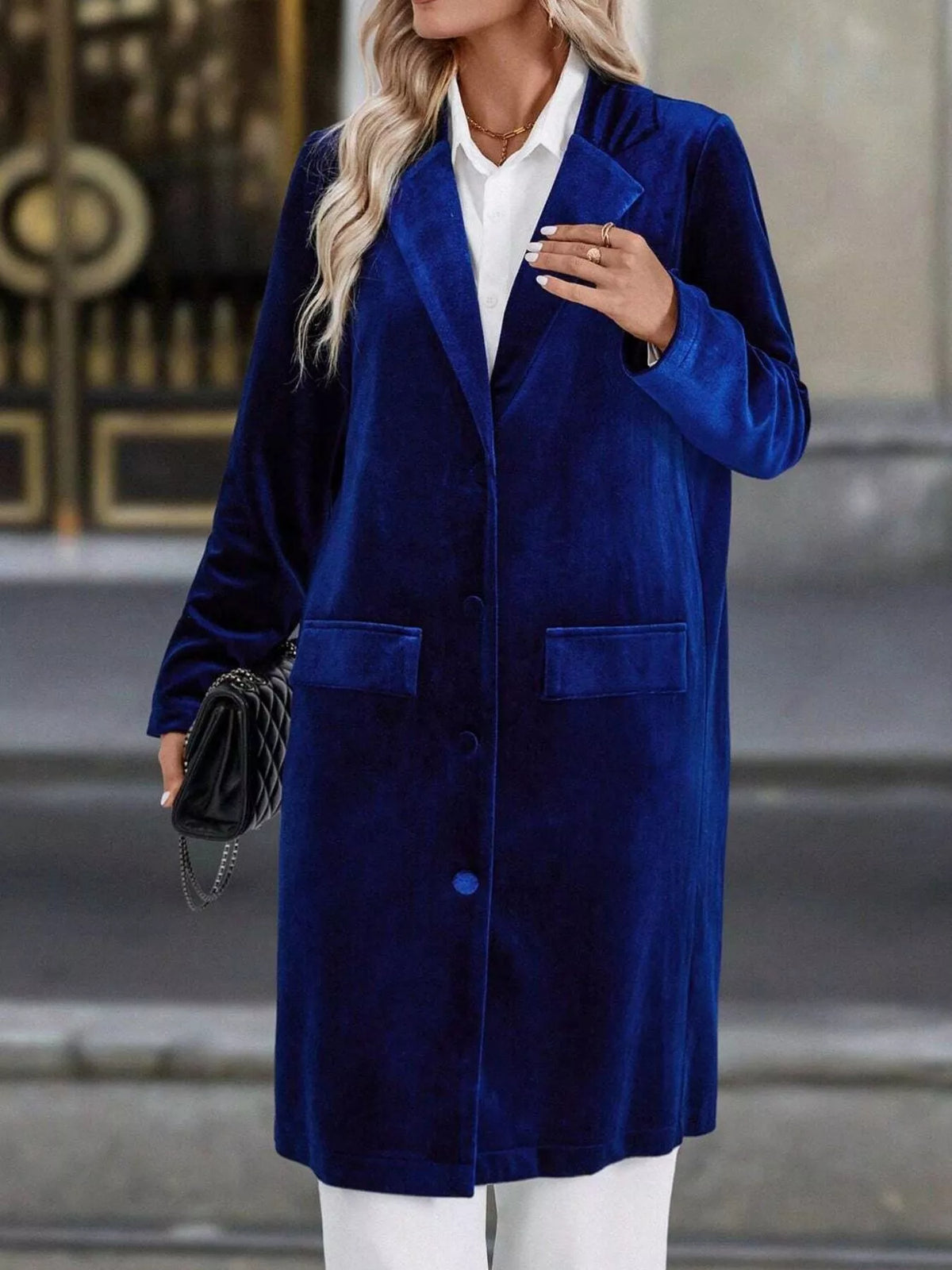 Lapel Collar Long Sleeve Longline Coat - Lilixa.store