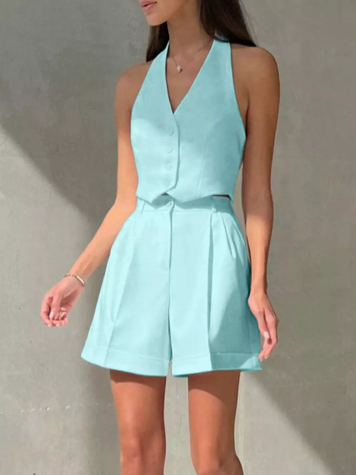 Halter Neck Vest and Shorts Set, view 4