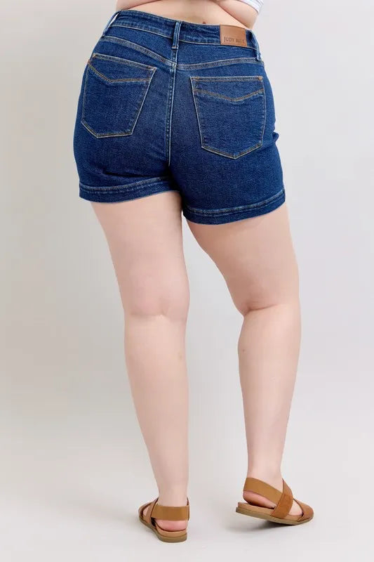 Judy Blue Full Size High Waist Tummy Control Denim Shorts Plus Size - Lilixa.store