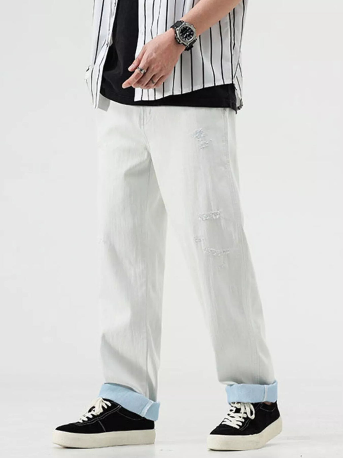 Men's Distressed Relaxed Fit Jeans - Lilixa.store