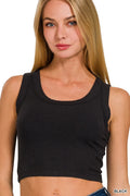 Zenana Ribbed Scoop Neck Cropped Tank Top - Lilixa.store