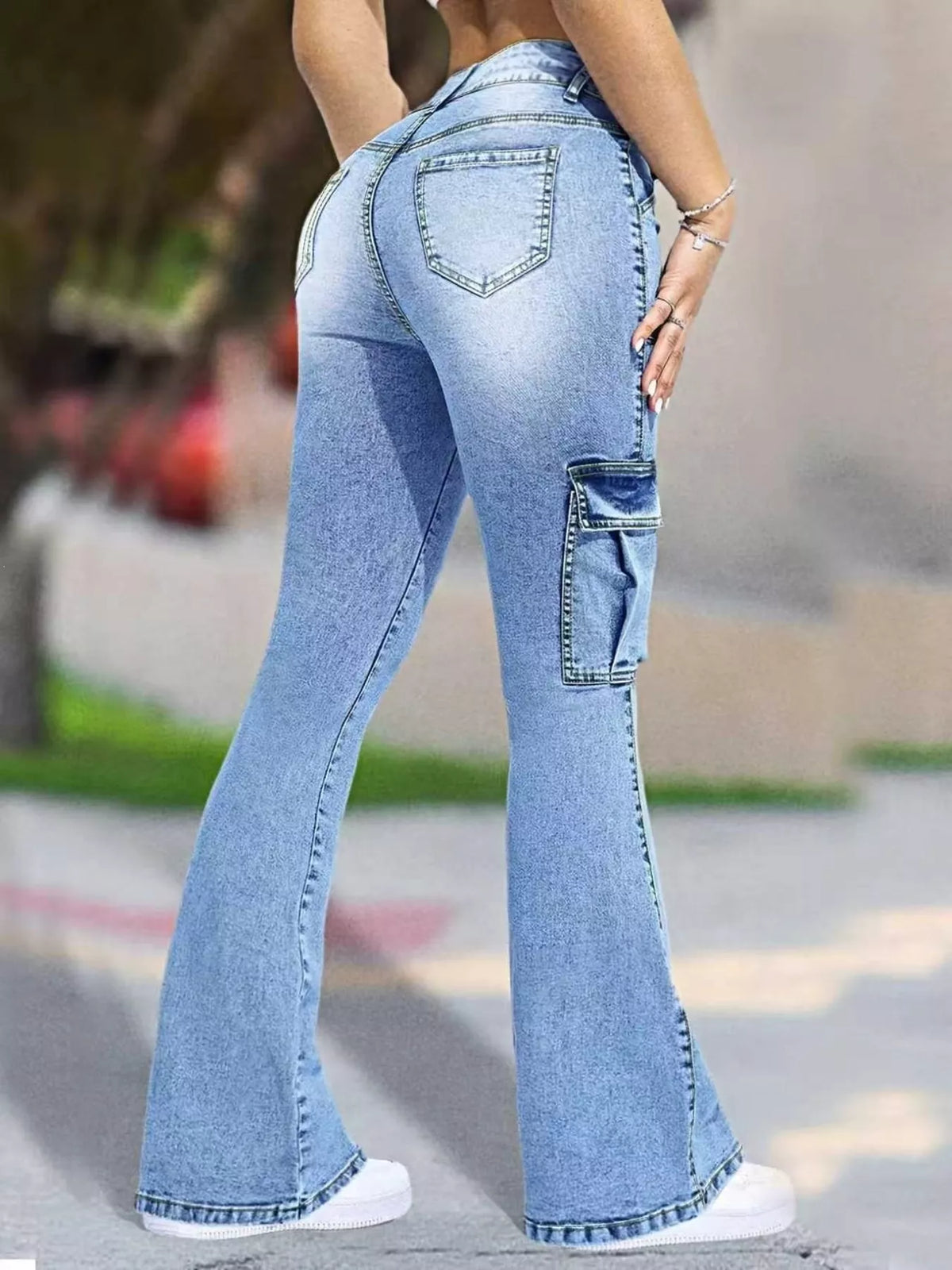 Flare Leg Cargo Jeans