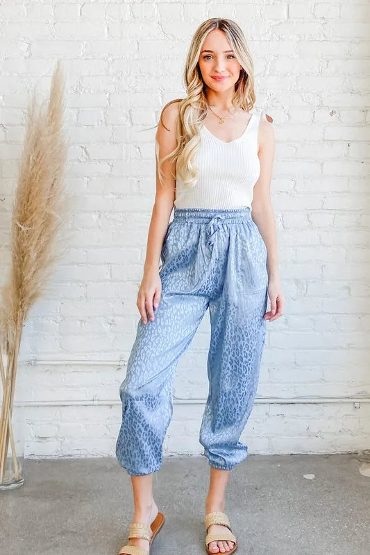 And The Why Satin Leopard Print Joggers - Lilixa.store