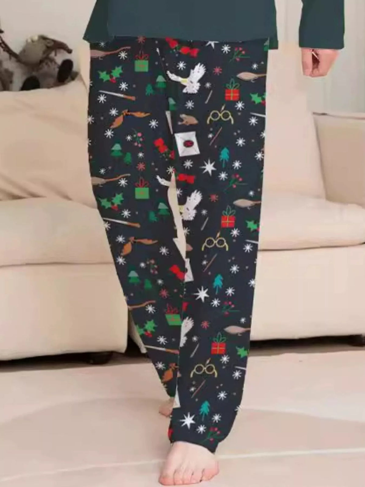 Full Size Family Matching Hogwarts Graphic Pajama Set Plus Size