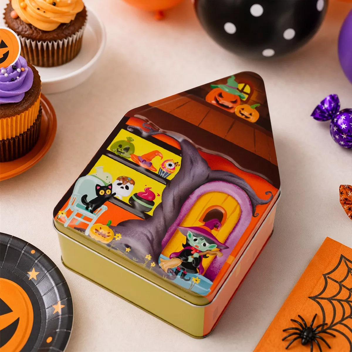 Halloween House Shaped Metal Candy Storage Box - Lilixa.store