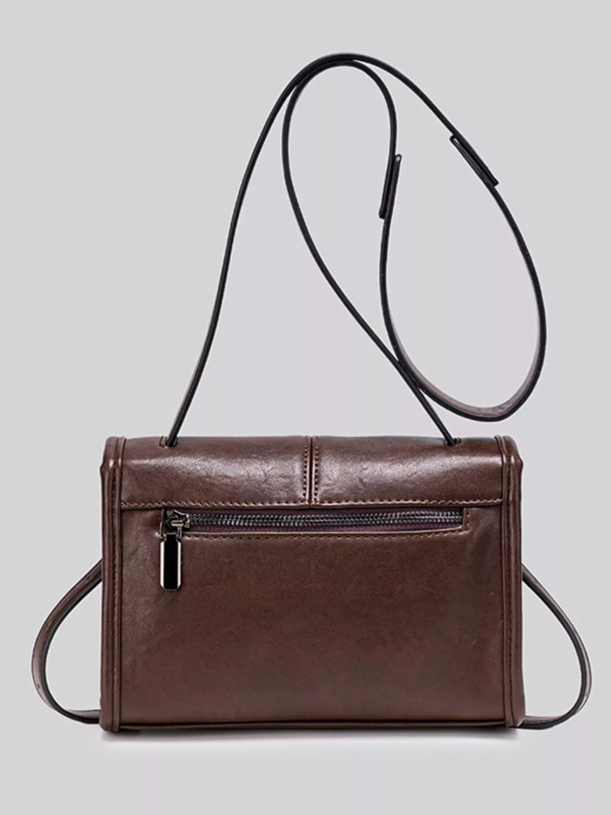 PU Leather Messenger Crossbody Bag with Flap Closure in Brown, view 11