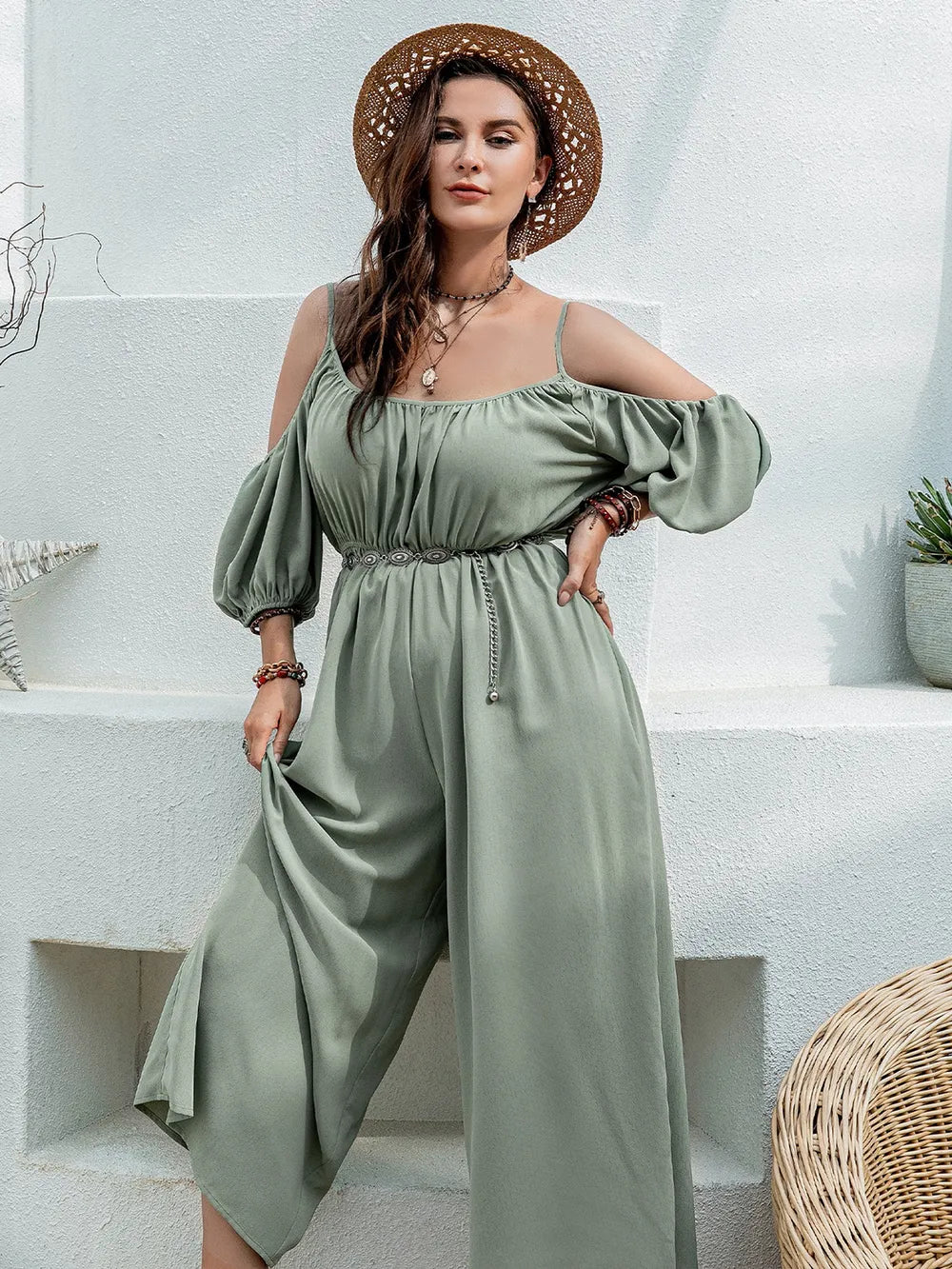 Spaghetti Strap Wide Leg Jumpsuit - Lilixa.store