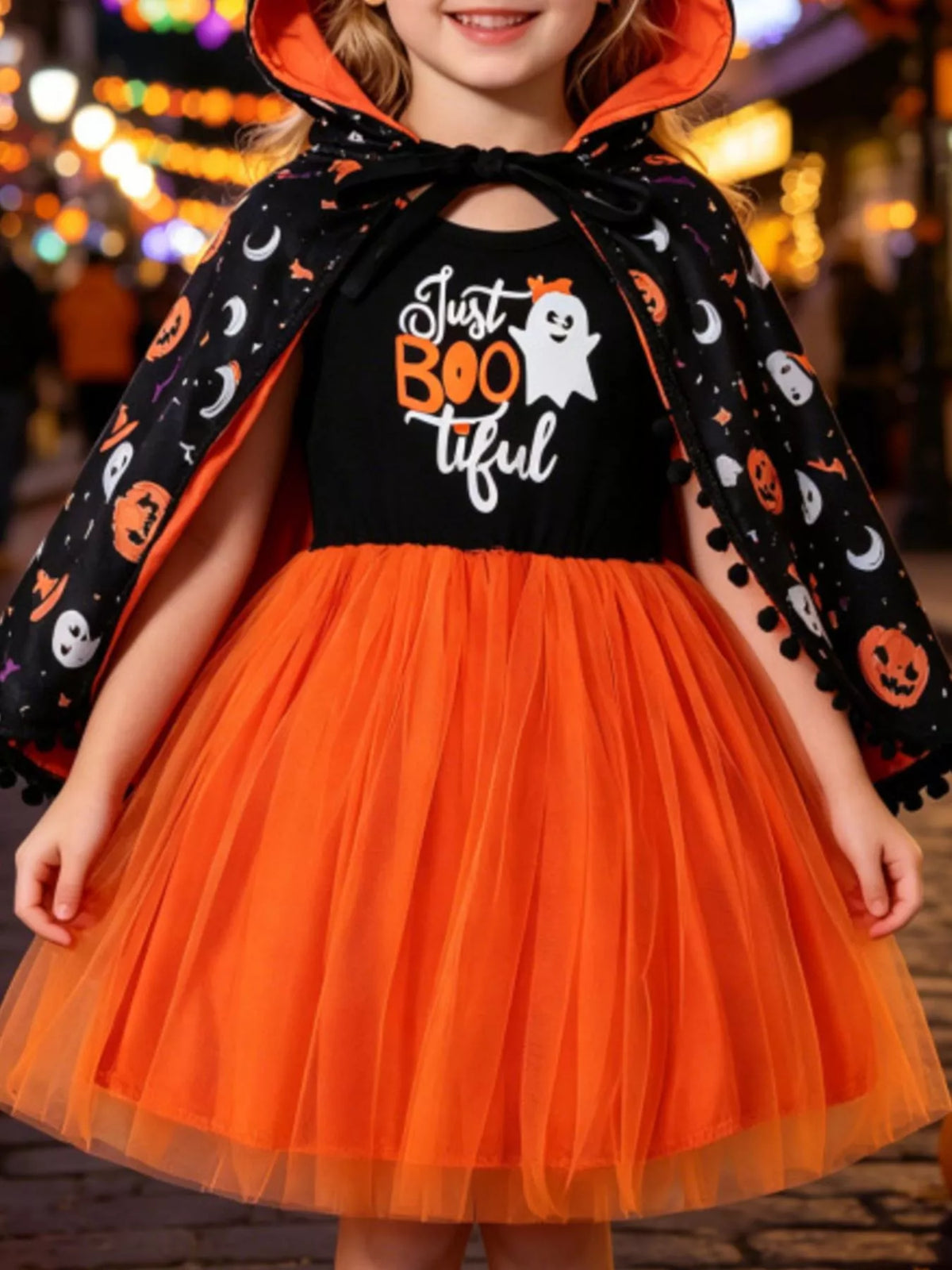 Children's Halloween Ghost Dress and Hooded Cape Set - Lilixa.store
