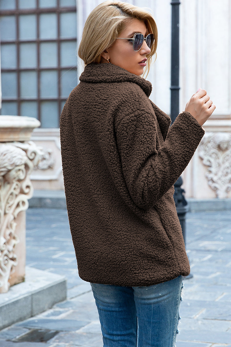 Ivy Lane Full Size Lapel Collar Sherpa Coat - Lilixa.store