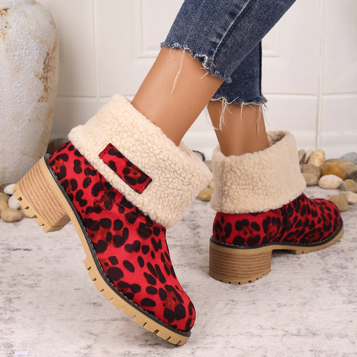 Leopard Print Plush Lined Boots - Lilixa.store