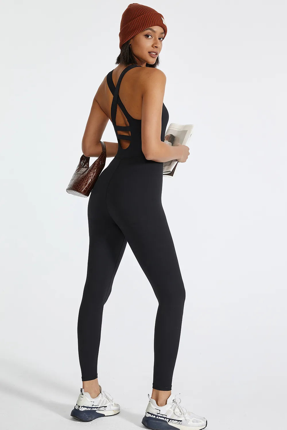 Crisscross Back Wide Strap Active Jumpsuit - Lilixa.store